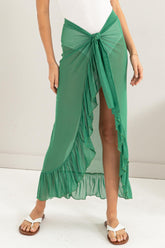 HYFVE Women's Ruffle Trim Cover Up Sarong Skirt - Flirty Beachwear Essential